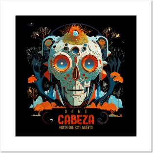 Halloween Day of the Dead Cabeza Sugar Skull Posters and Art